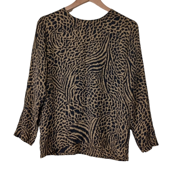 Vintage Yves Saint Laurent encore mixed leopard zebra print long sleeve blouse - Picture 1 of 9